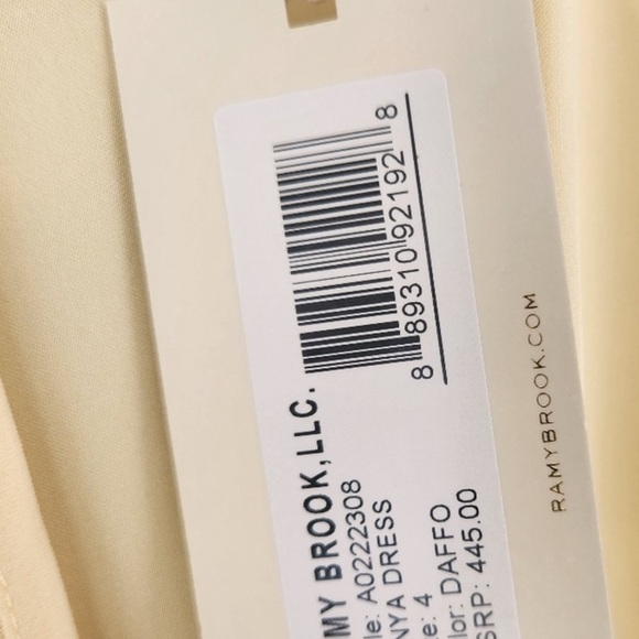 Ramy Brook NEW Tanya Plunge V Neck Satin Mini Dress Daffodil Yellow Size 4 - Picture 4 of 5